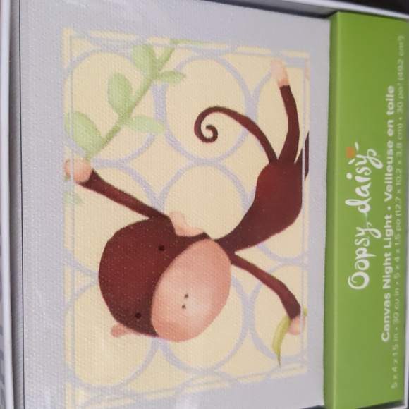 New Oopsy Daisy Canvas Night Light Monkey On Vine - Picture 5 of 5